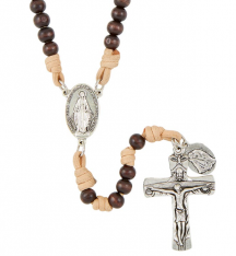 Sleeping St. Joseph Corded Wood Rosary - 6/pk